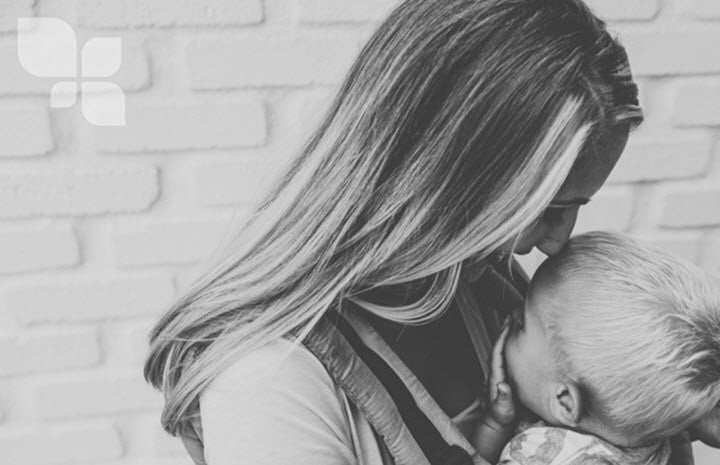 black & white photo on woman and baby 