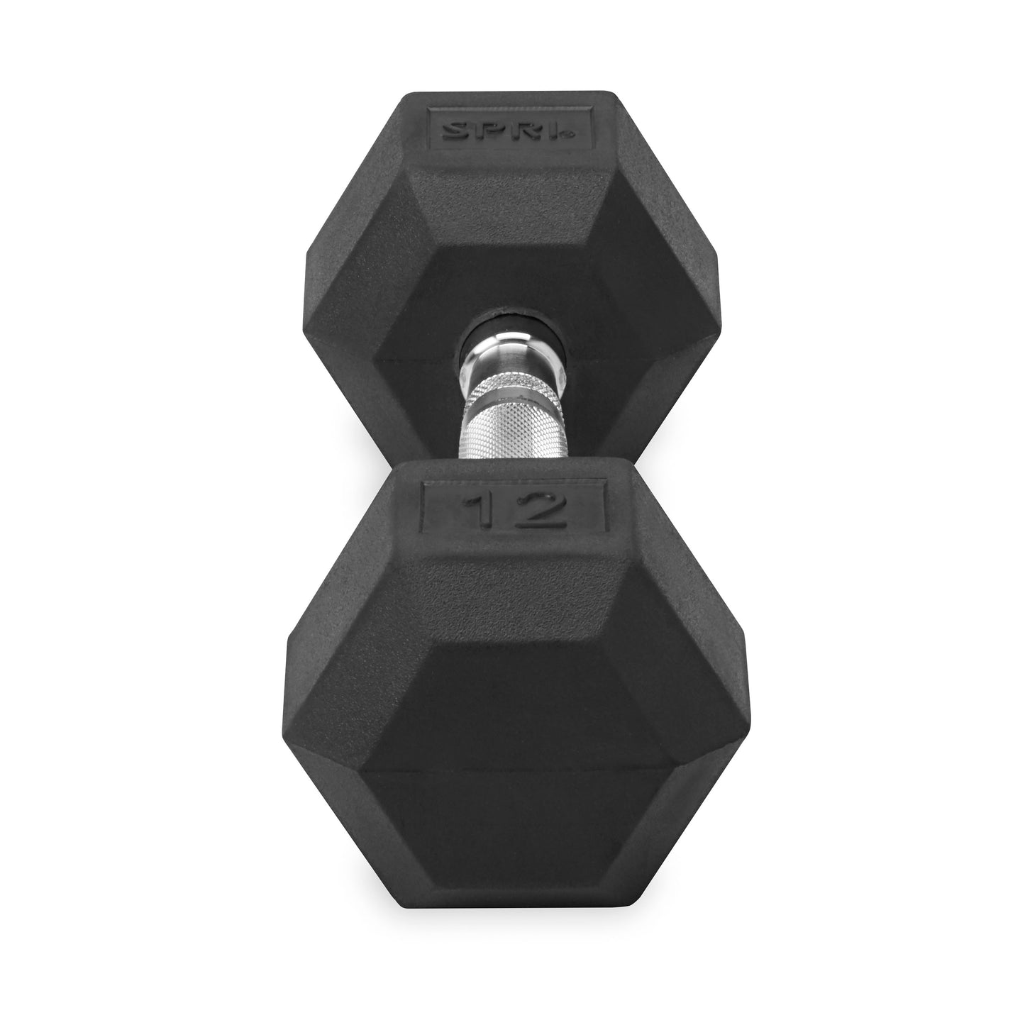 12lb six-sided dumbbell side view