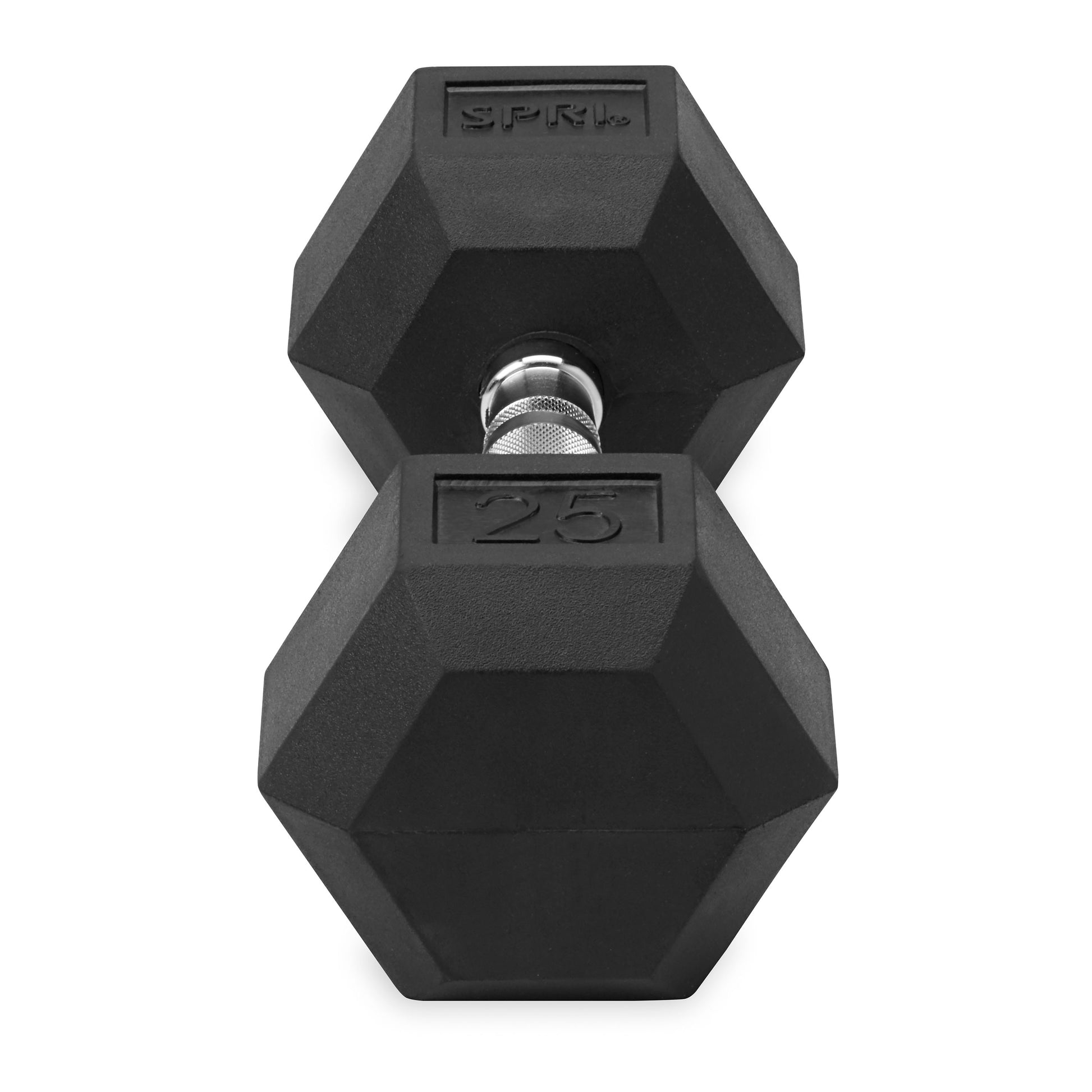 25lb six-sided dumbbell side view